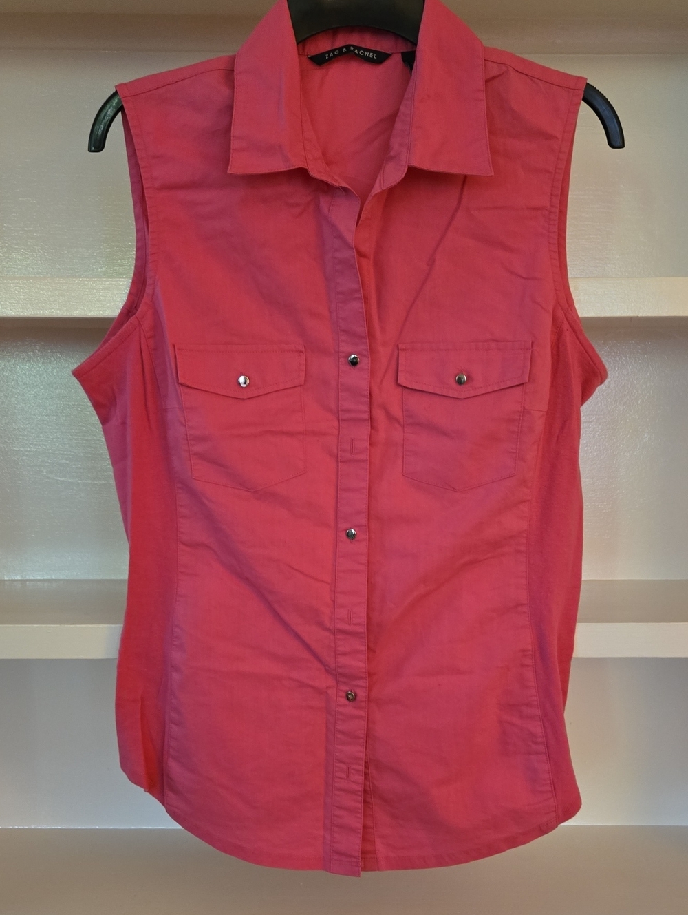 Zac & Rachel Bright Pink Sleeveless Button-Front Shirt